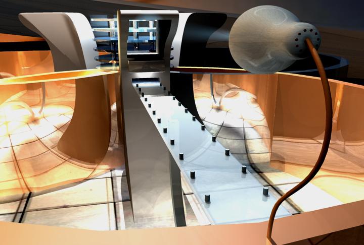3D render of a sky city bridge